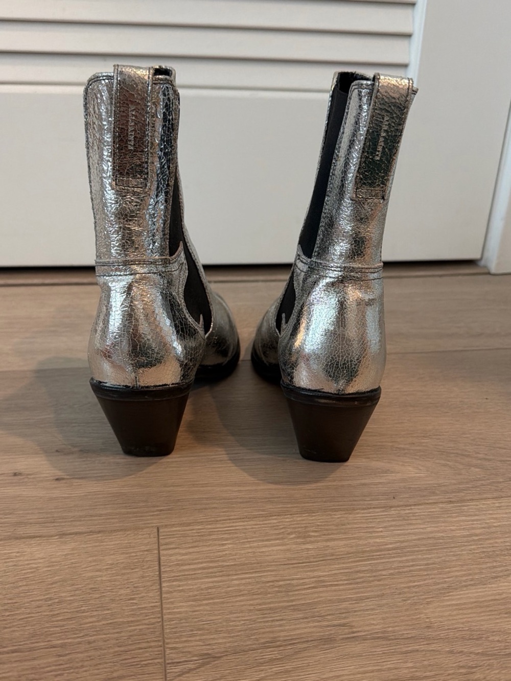 Allsaints Metallic Silver Chelsea Western Ankle Boots - Women's - Picture 3 of 6